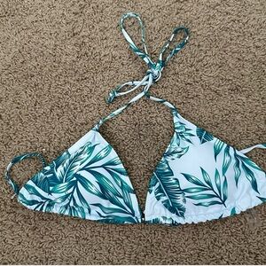 Tropical Leaf Print Bikini Top